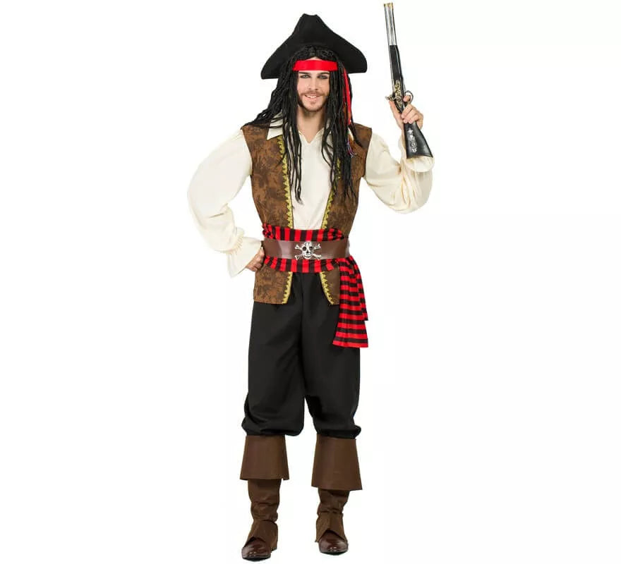Translation missing: en.Disfraz de Pirata Marrón para hombre