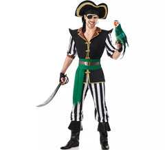 Black and Green Parrot Pirate Costume for Men