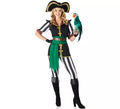 Disfraz de Pirata Parrot negro y verde para mujer
