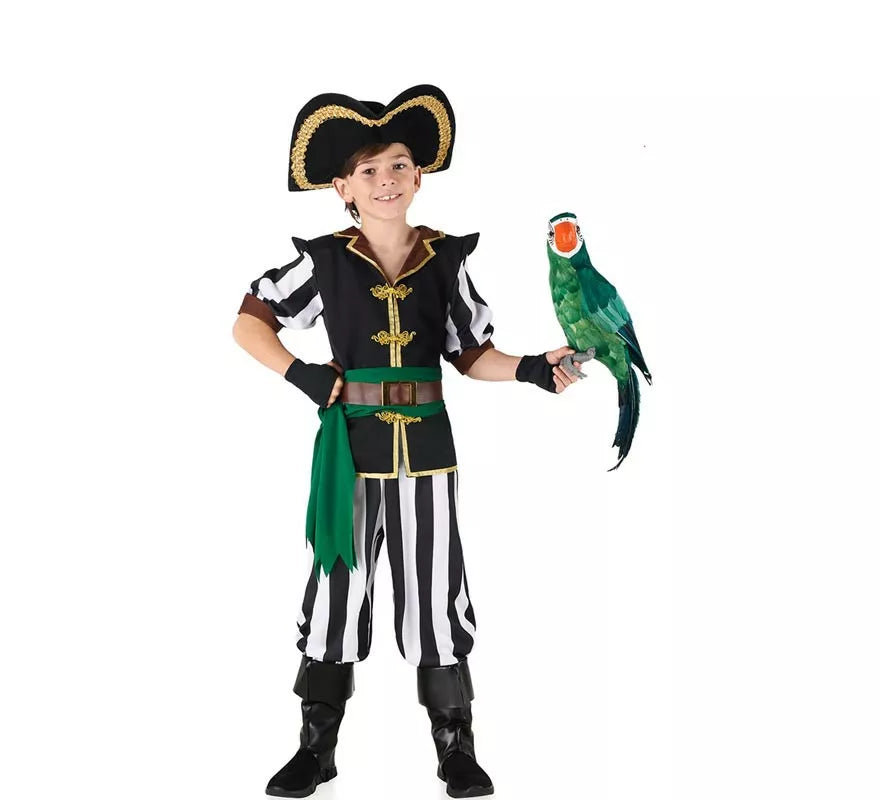Translation missing: en.Disfraz de Pirata Parrot negro y verde para niño