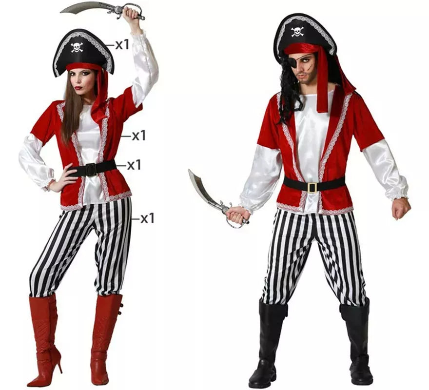 Disfraz de Pirata Rayas para mujer