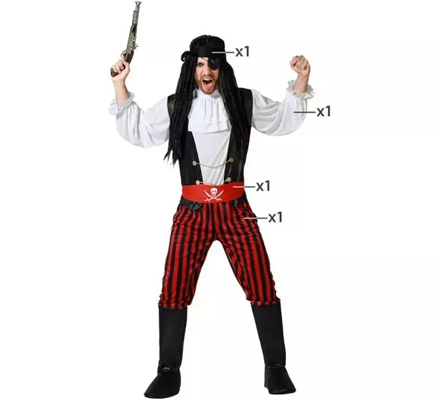 Translation missing: en.Disfraz de Pirata Rayas para hombre