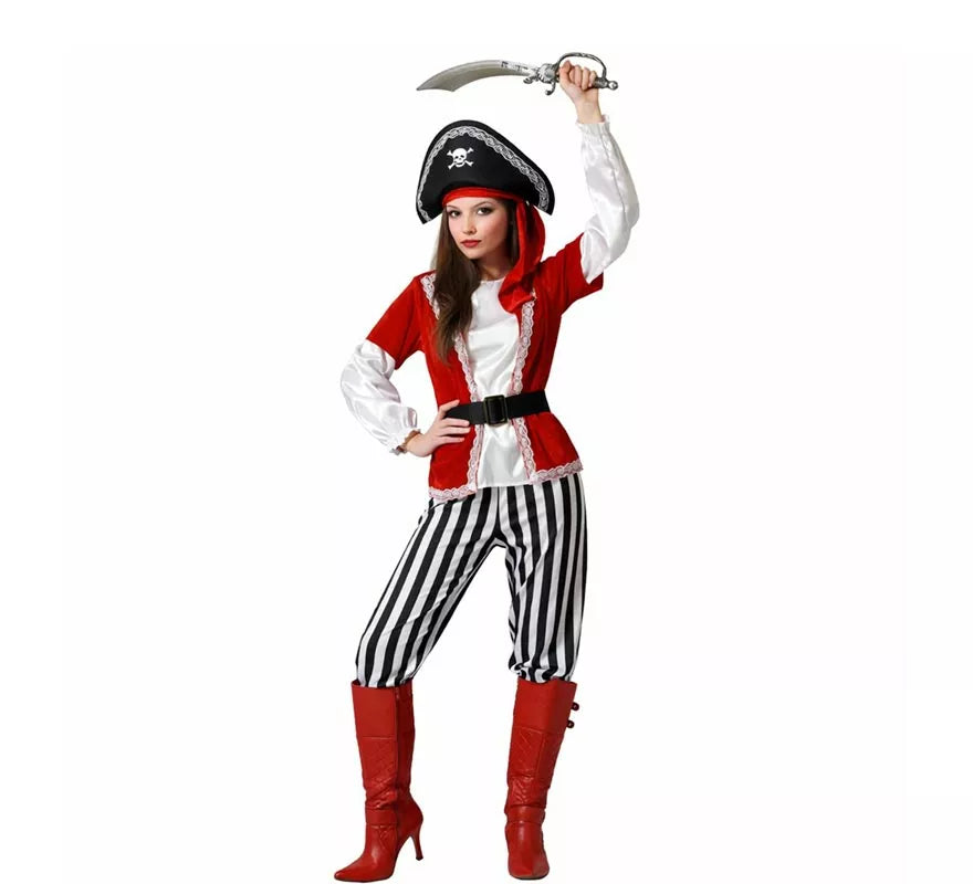 Translation missing: en.Disfraz de Pirata Rayas para mujer
