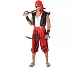 Red Striped Pirate Costume for Men
