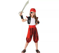 Disfraz de Pirata rojo a rayas para niña