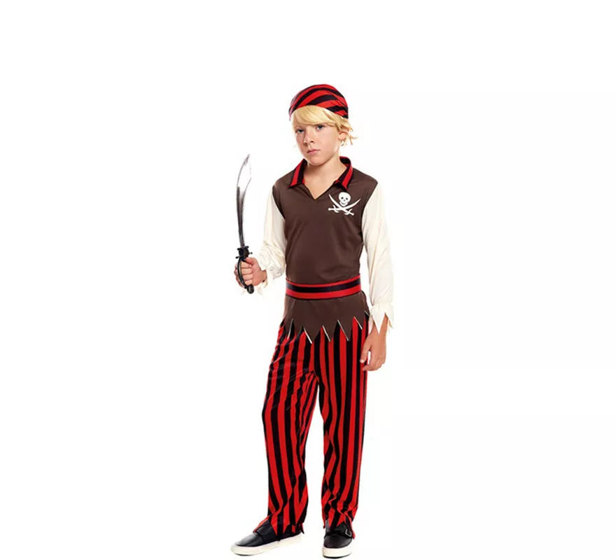 Translation missing: en.Disfraz de Pirata rojo a rayas para niño