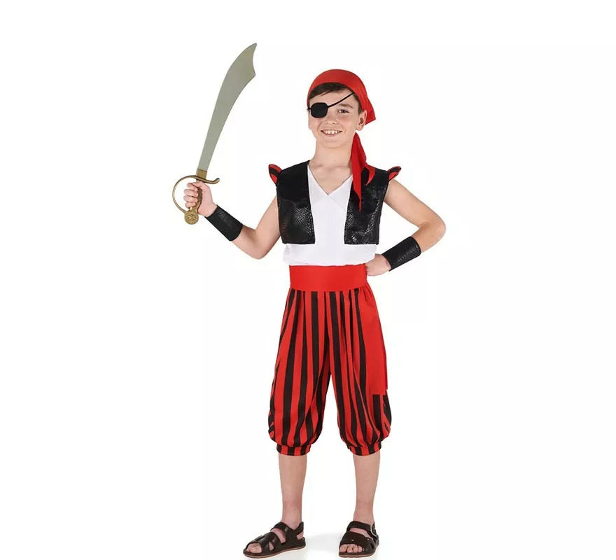 Translation missing: en.Disfraz de Pirata rojo a rayas para niño