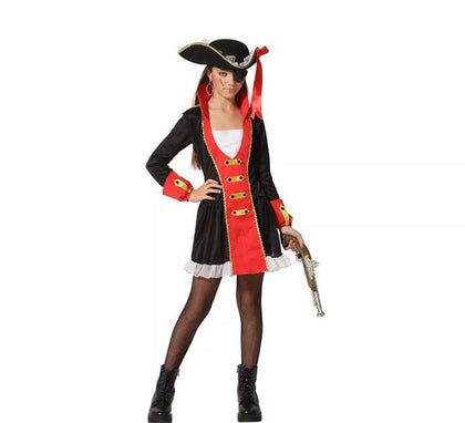 Disfraz de Pirata Rojo y Negro para niña