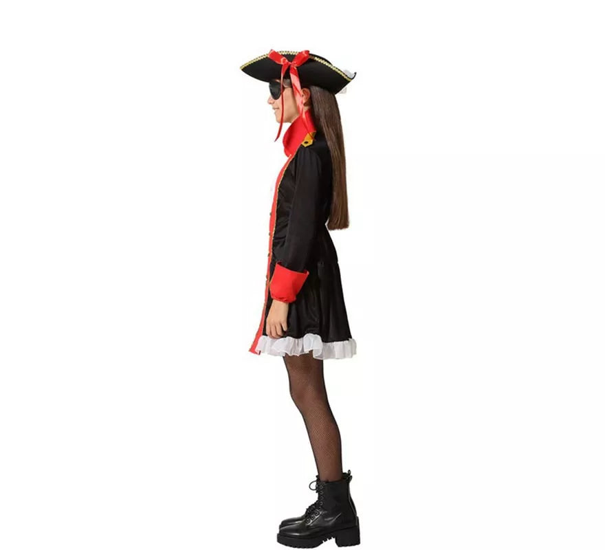 Disfraz de Pirata Rojo y Negro para niña