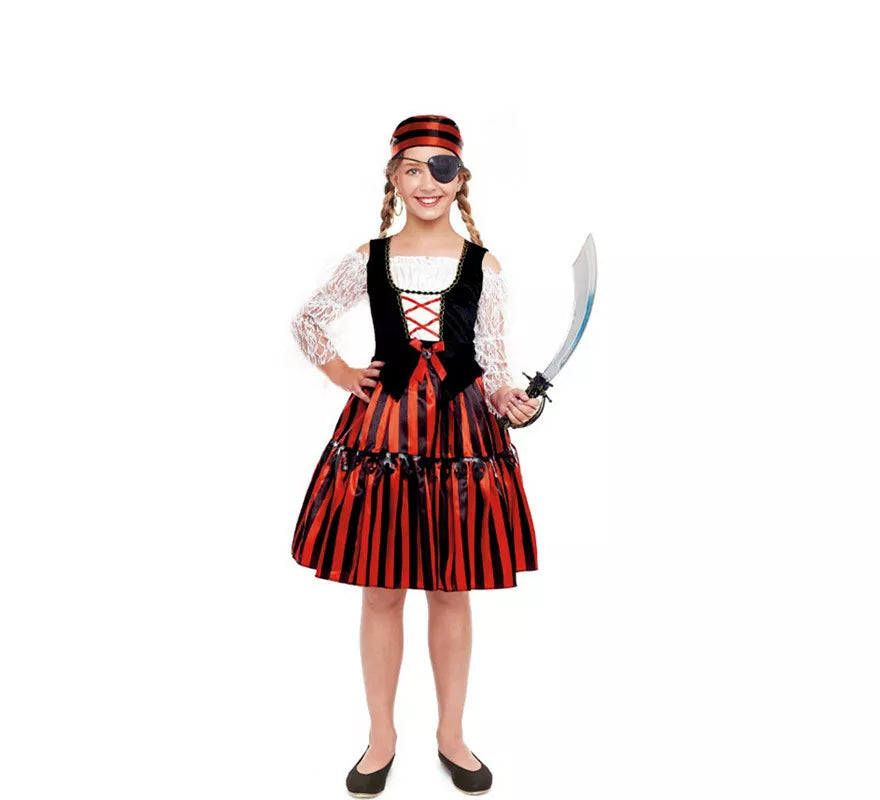 Translation missing: en.Disfraz de Pirata Stripes Clásica para niña