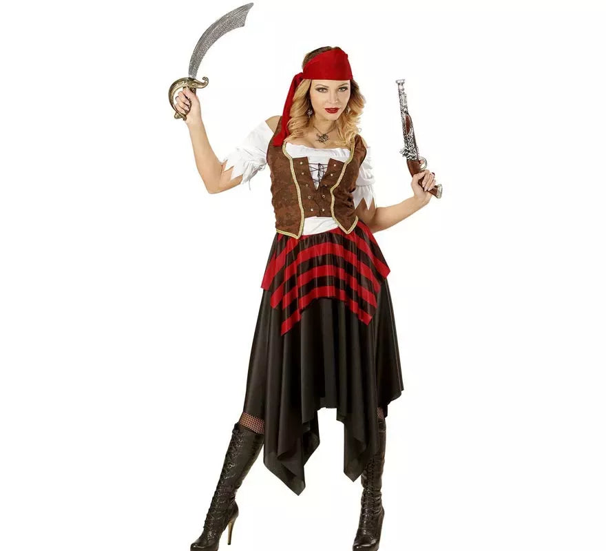 Disfraz de Pirata Temeraria con cinta para mujer