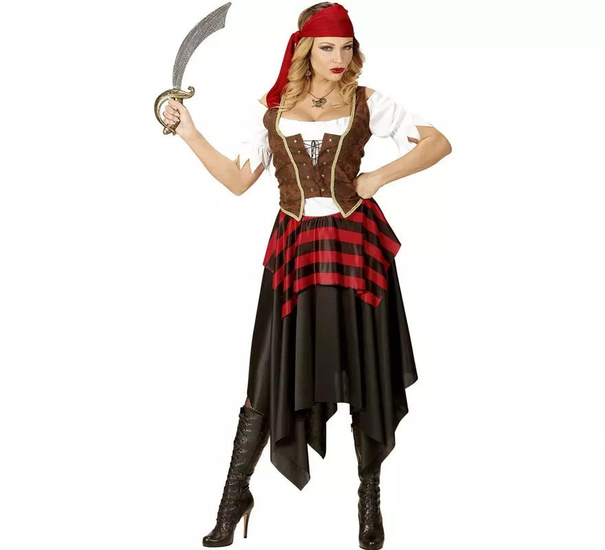 Disfraz de Pirata Temeraria con cinta para mujer