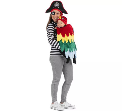 Disfraz de Pirata y Loro con cubremochila para adulto y bebé