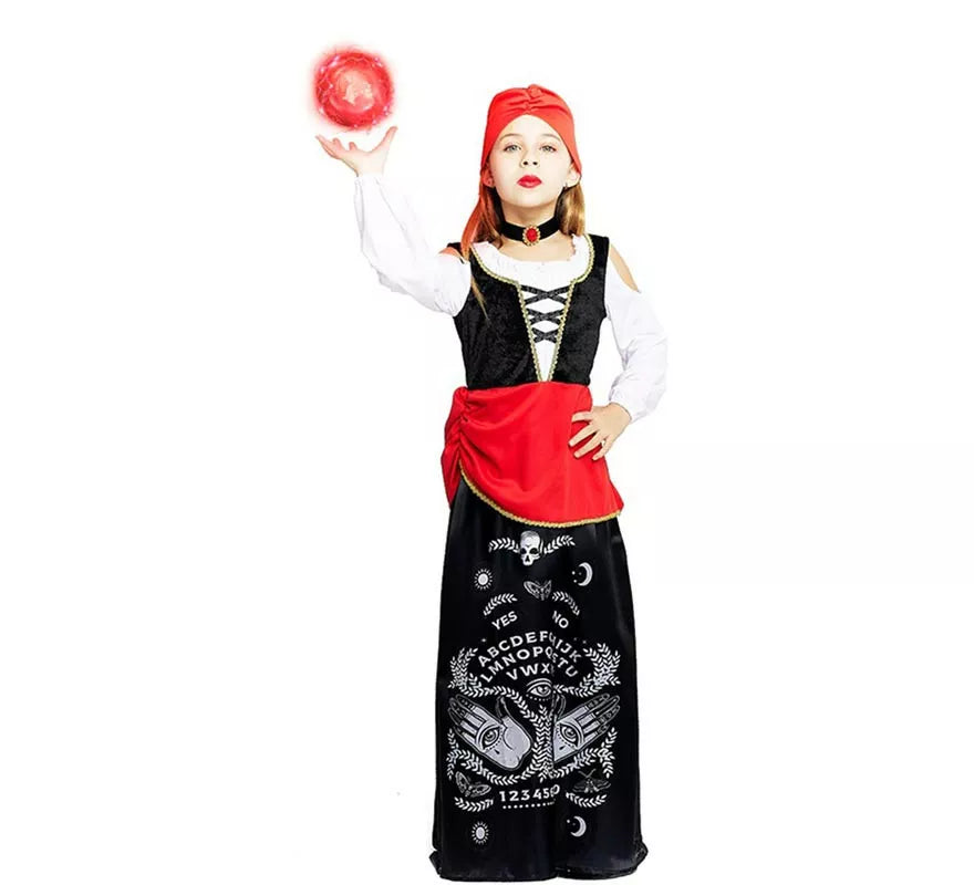 Translation missing: en.Disfraz de Pitonisa con turbante rojo para niña y adolescente