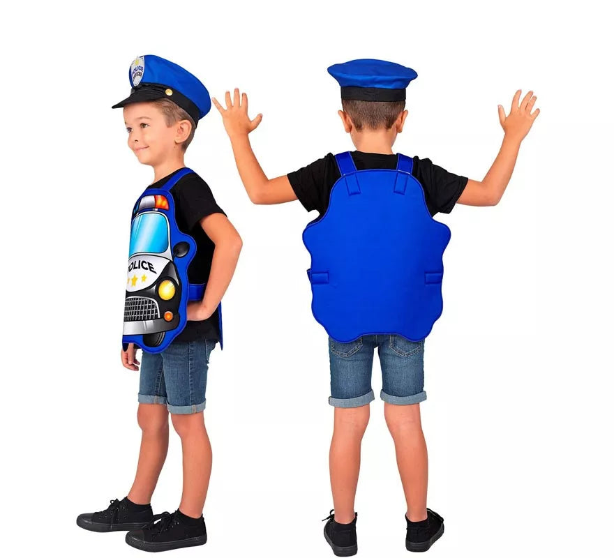 Translation missing: en.Disfraz de Policía azul Coche con gorro para niños