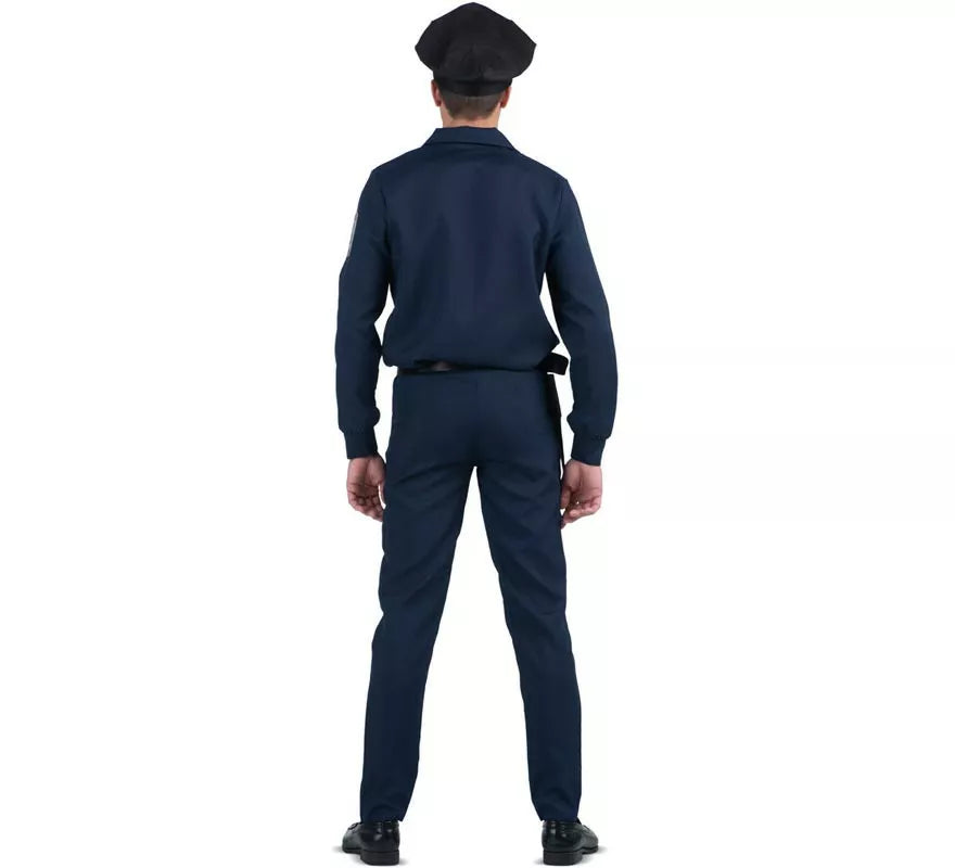 Disfraz de Policía azul con cinturón para hombre