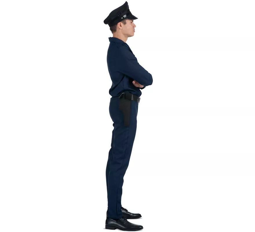 Translation missing: en.Disfraz de Policía azul con cinturón para hombre