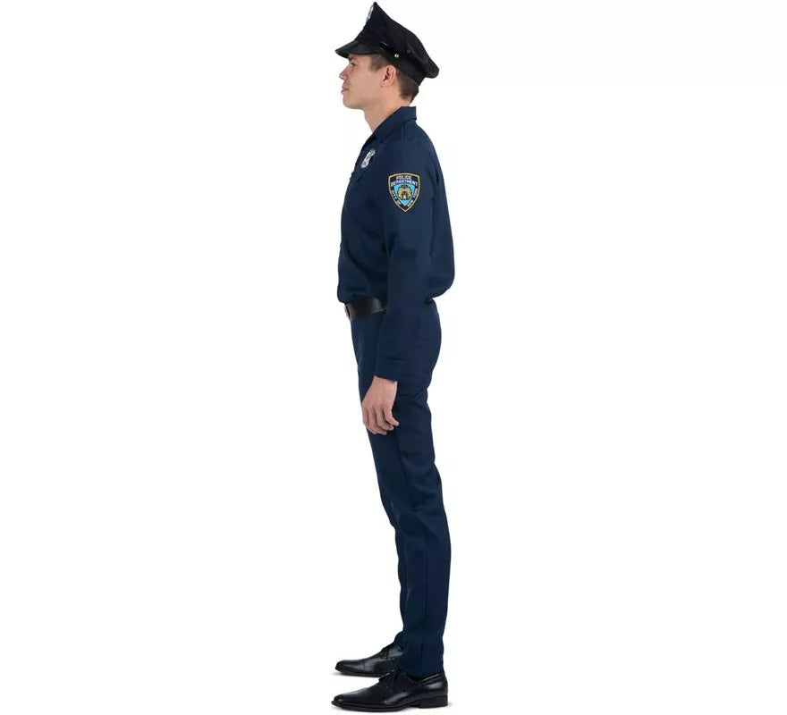Disfraz de Policía azul con cinturón para hombre