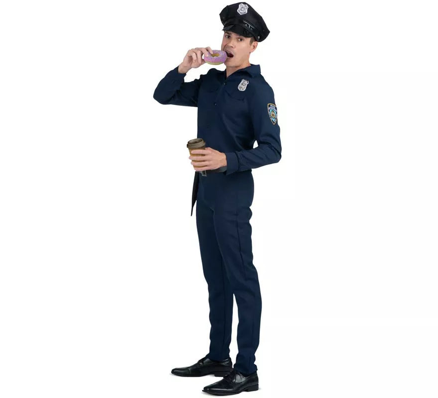 Translation missing: en.Disfraz de Policía azul con cinturón para hombre