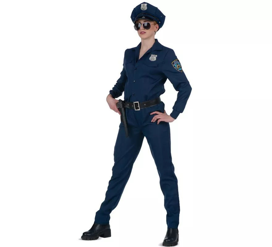 Translation missing: en.Disfraz de Policía azul con cinturón para mujer