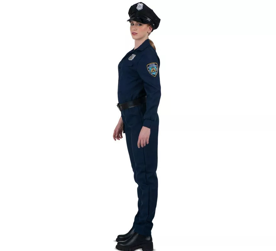 Disfraz de Policía azul con cinturón para mujer