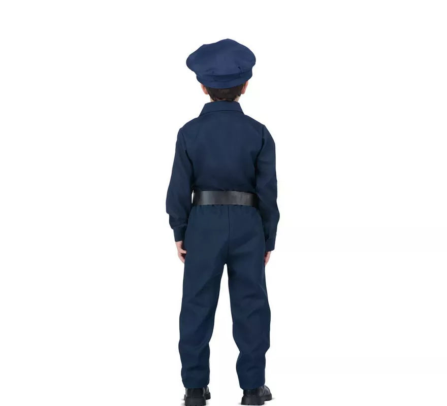 Disfraz de Policía azul con cinturón para niño