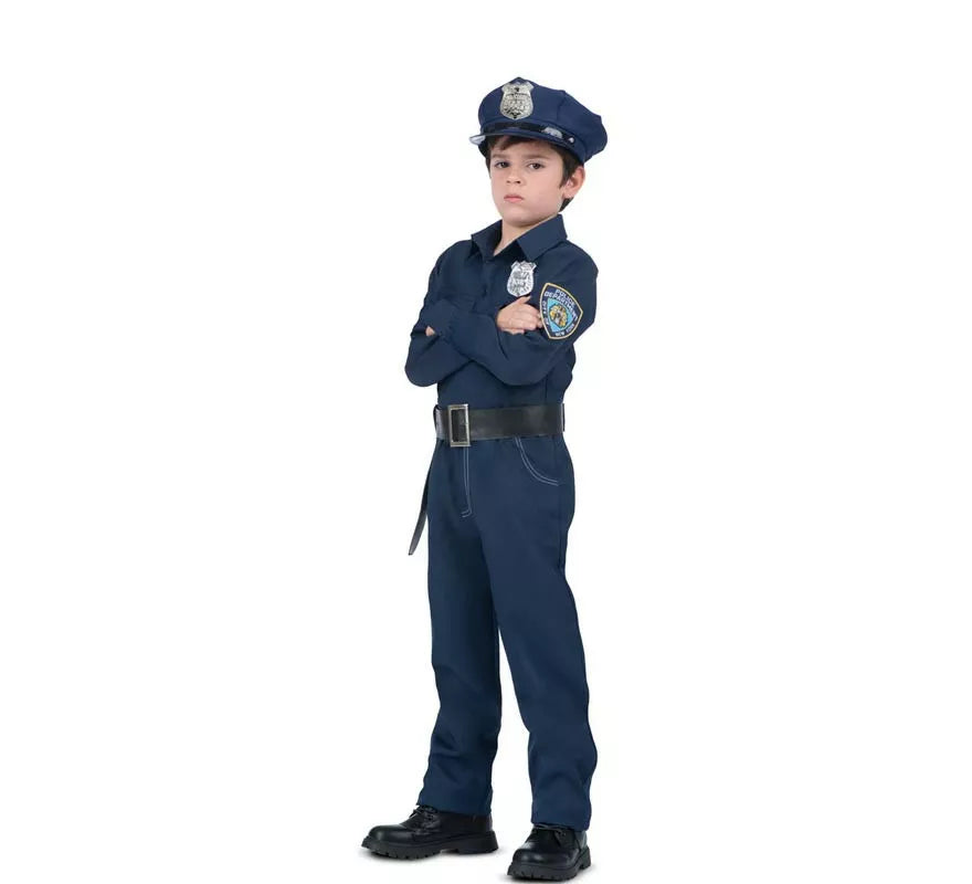 Translation missing: en.Disfraz de Policía azul con cinturón para niño