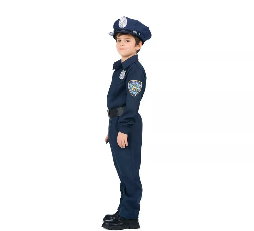 Disfraz de Policía azul con cinturón para niño