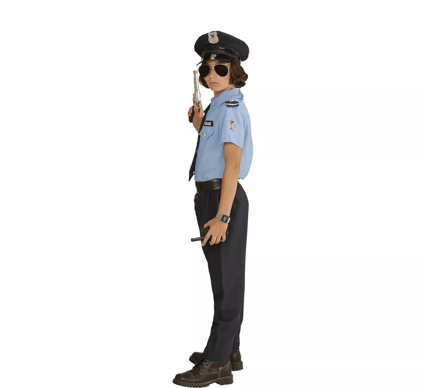 Translation missing: en.Disfraz de Policía azul con gorro para niño y adolescente