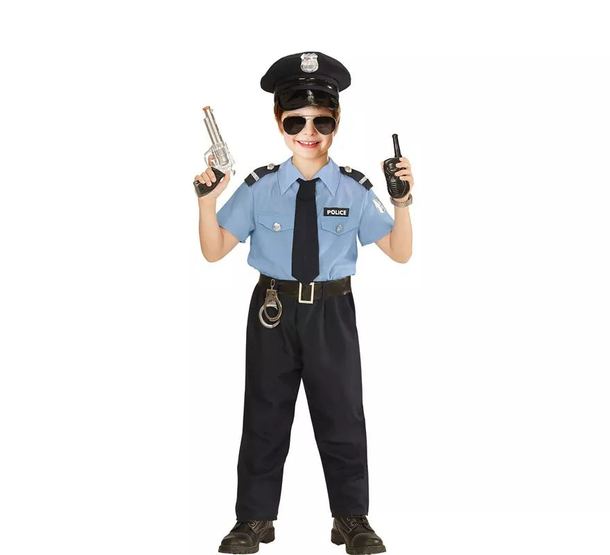 Disfraz de Policía azul con gorro para niño y adolescente