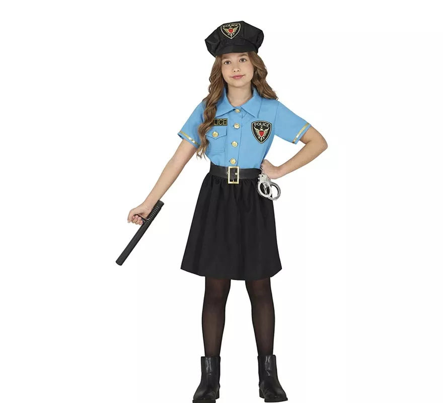 Translation missing: en.Disfraz de Policía azul en falda para niña