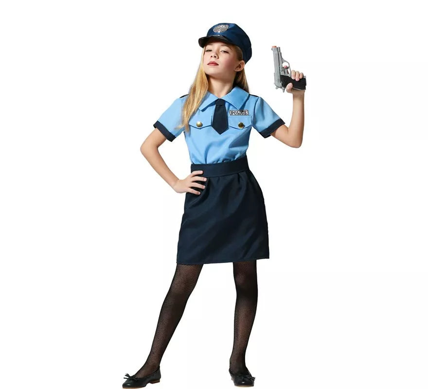 Translation missing: en.Disfraz de Policía azul en falda para niña