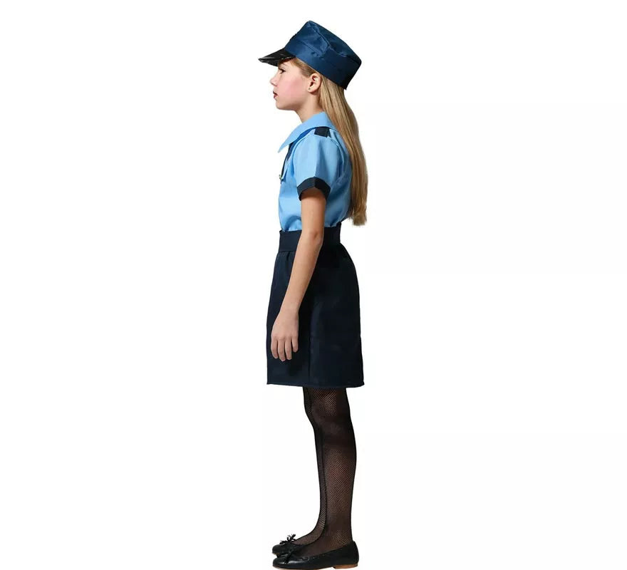 Disfraz de Policía azul en falda para niña