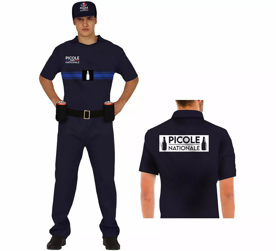 Disfraz de Policía Francés con Portabebidas para hombre
