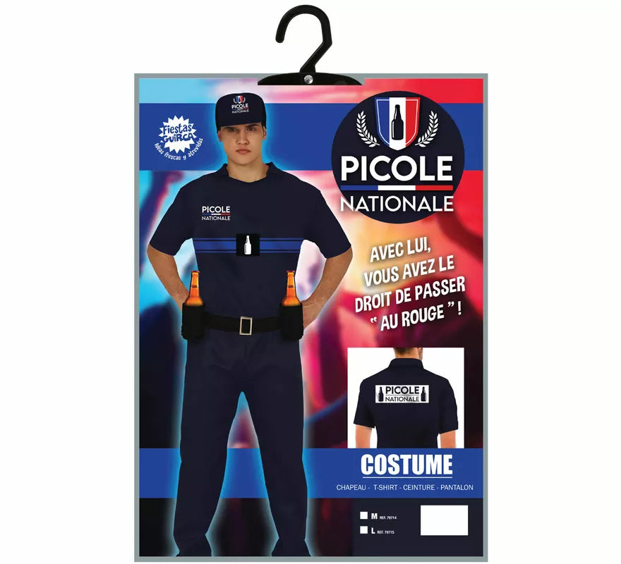 Translation missing: en.Disfraz de Policía Francés con Portabebidas para hombre