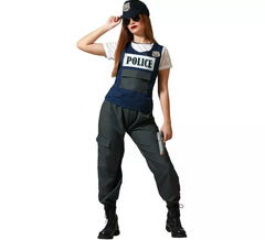 Black police costume with cap for women