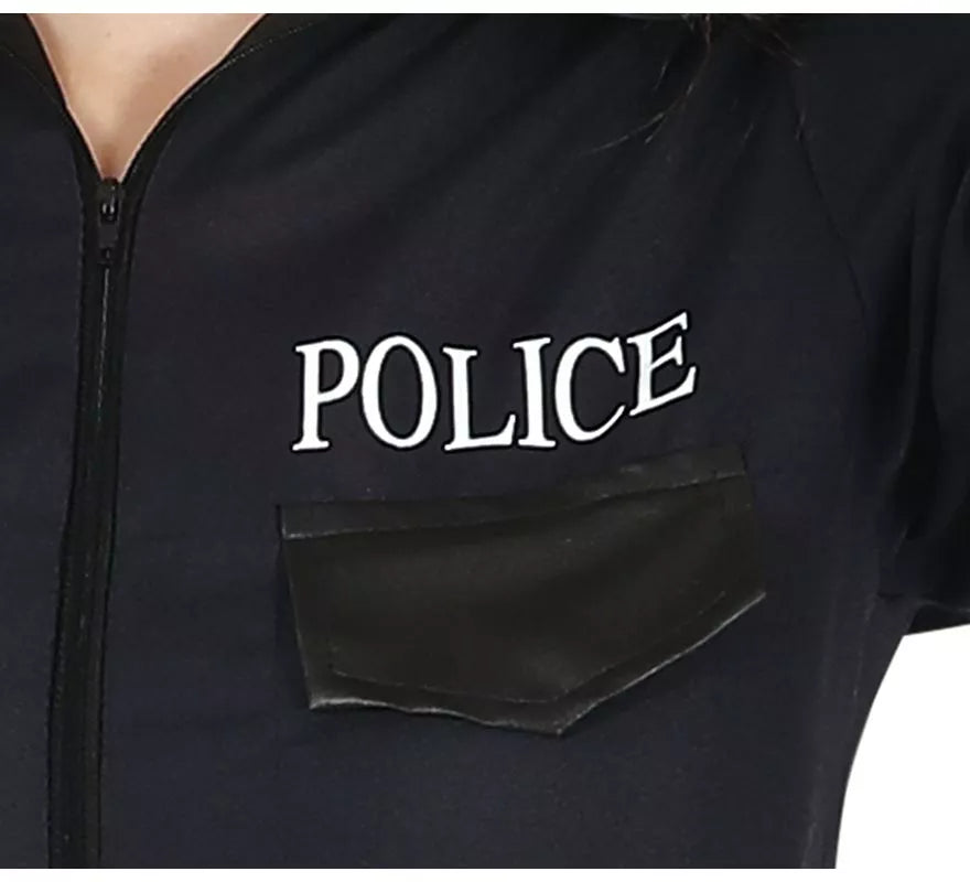 Disfraz de Policía Negro con pantalón para adolescente