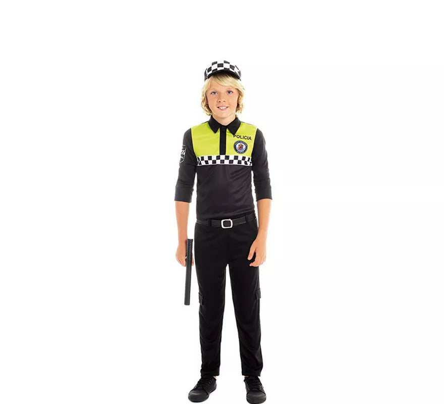 Disfraz de Policía Negro y Amarillo para niño