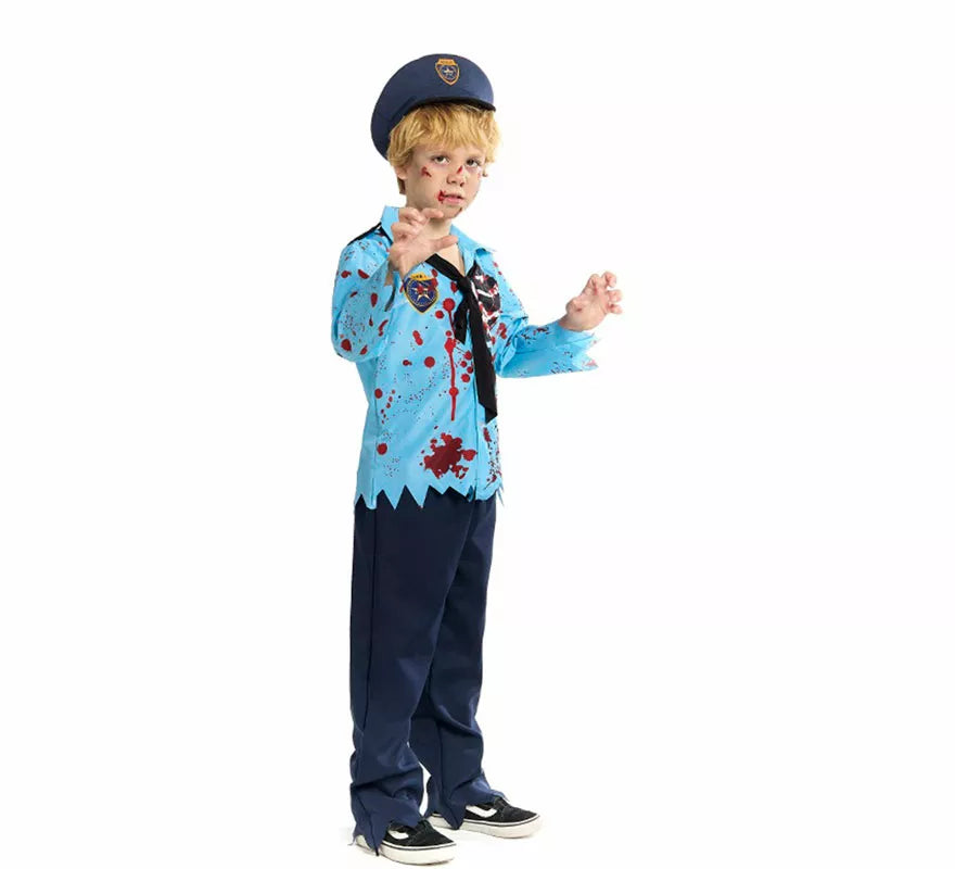 Translation missing: en.Disfraz de Policía Zombie con Gorra para niño