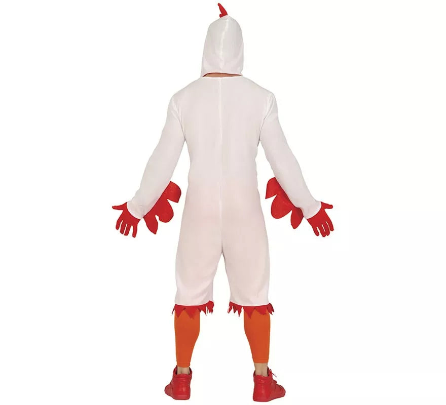Disfraz de Pollo blanco con capucha para hombre