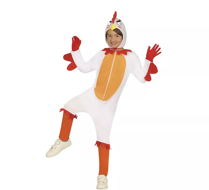 Disfraz de Pollo blanco con capucha para niños