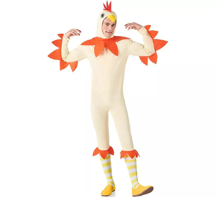 Disfraz de Pollo blanco y naranja para hombre