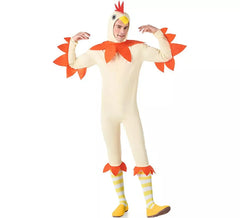 White and orange chicken costume for men