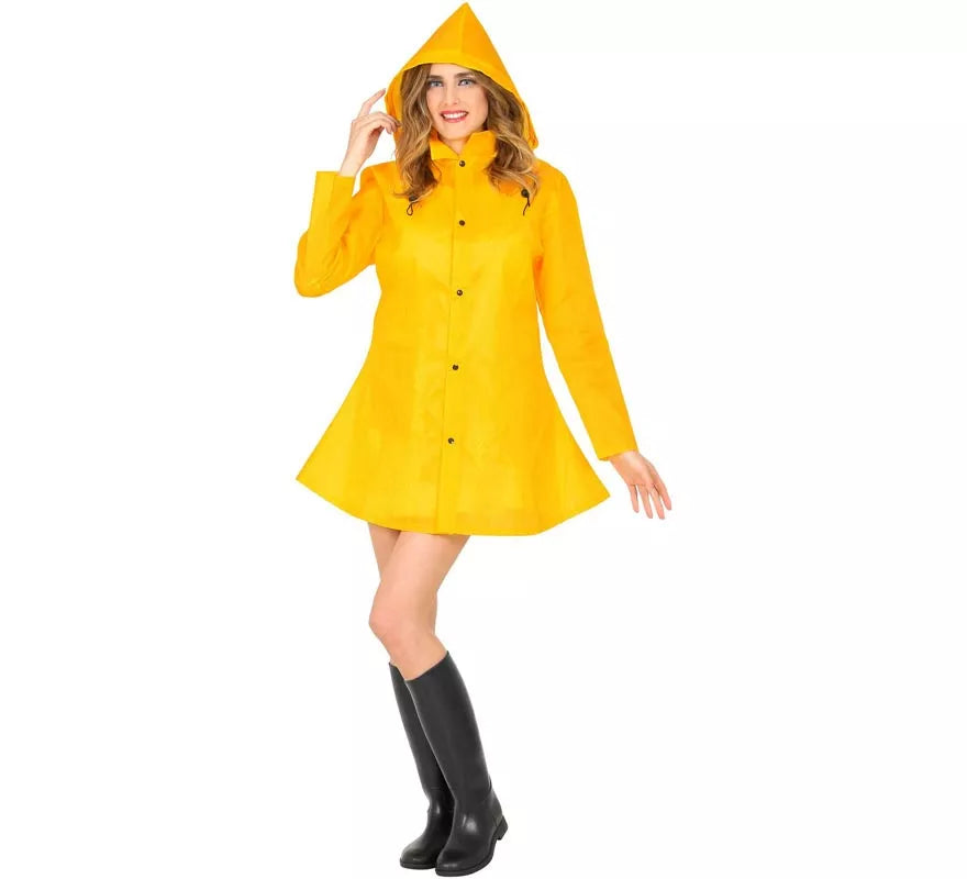 Disfraz de Poncho Chubasquero amarillo para adultos