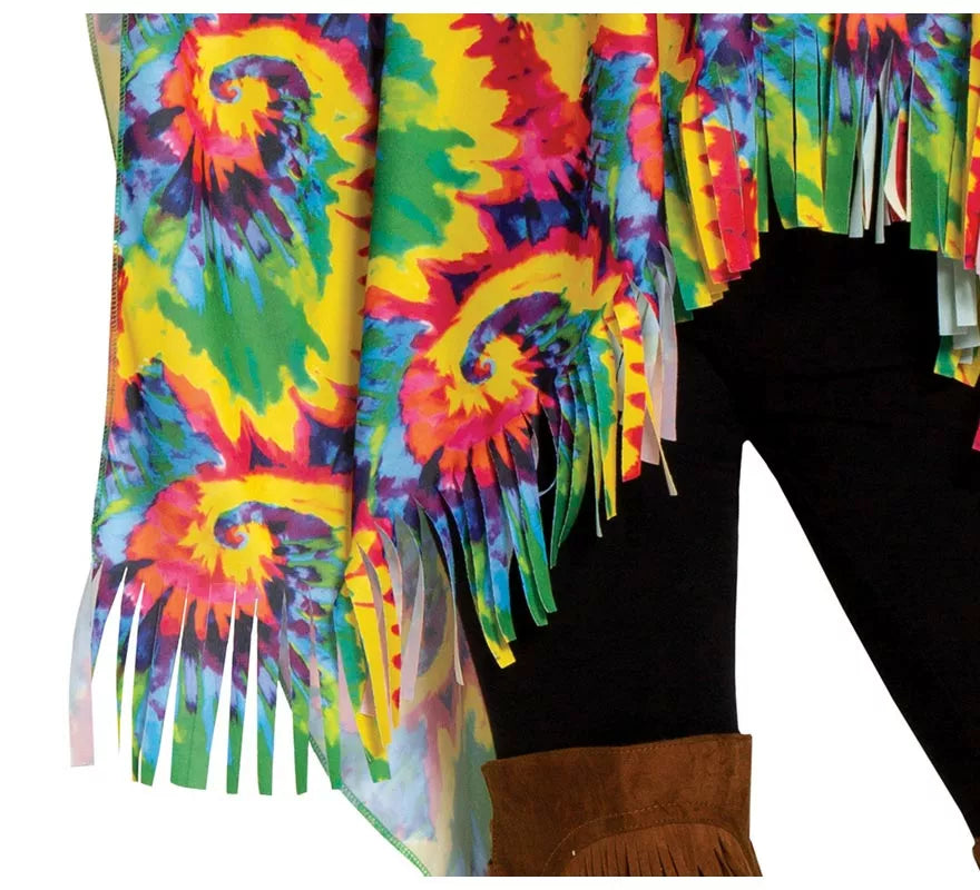 Disfraz de Poncho Hippie para mujer