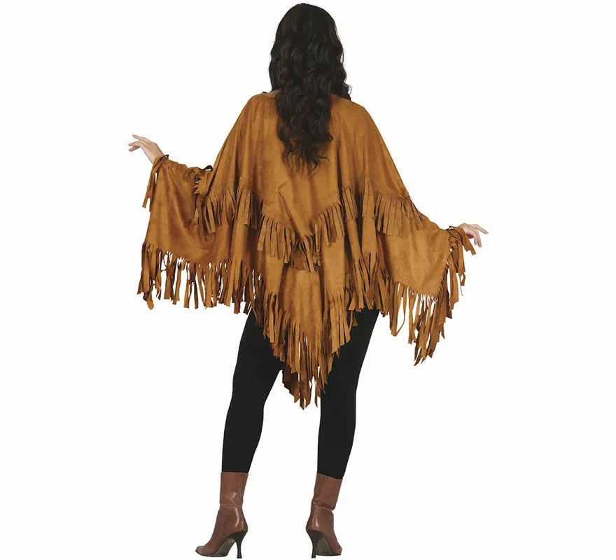 Disfraz de Poncho Marrón Indio para mujer