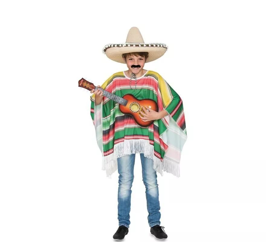 Translation missing: en.Disfraz de Poncho Mexicano a rayas para niños