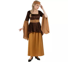 Brown Medieval Innkeeper Costume for Women