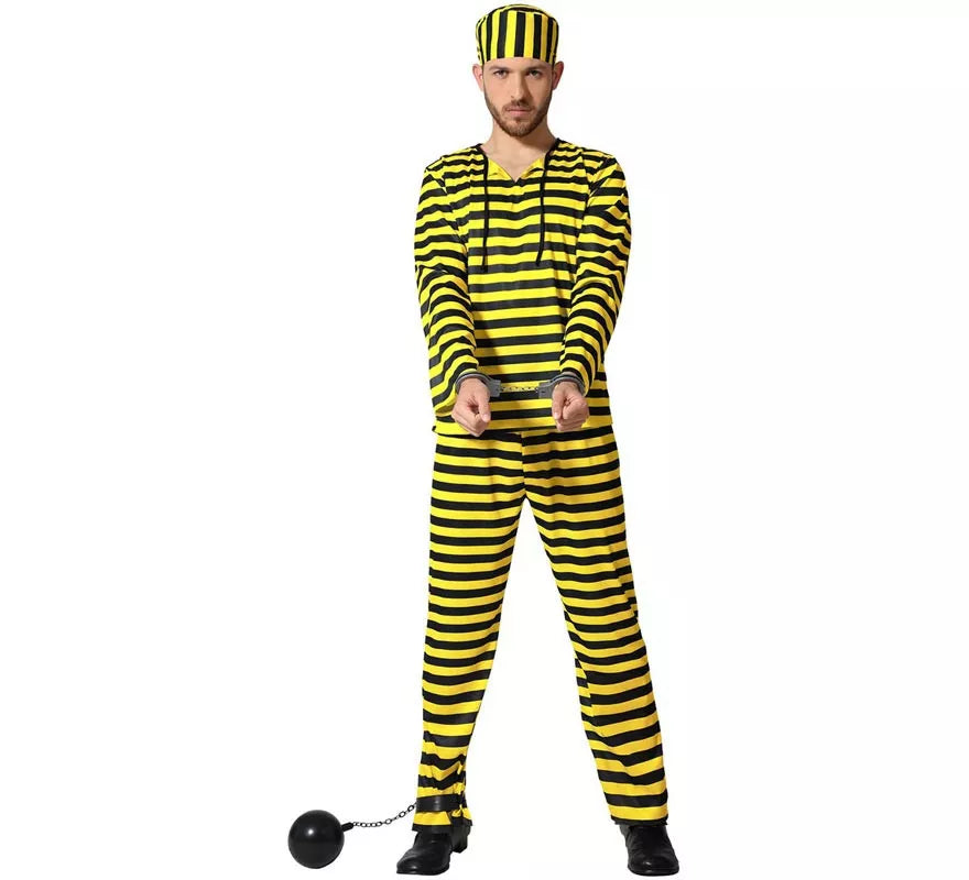 Translation missing: en.Disfraz de Preso amarillo a rayas para hombre