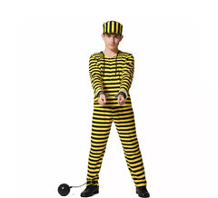 Yellow striped prisoner costume for men